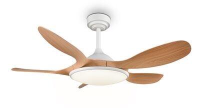 Trio Flen LED tuuletin kattovalaisin valkoinen/puu